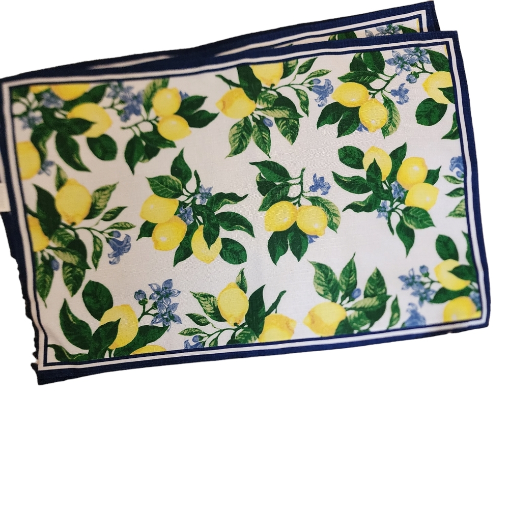 4 lemon Floral Summer Fabric Placemats